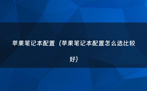 苹果笔记本配置（苹果笔记本配置怎么选比较好）