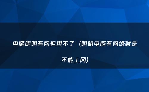 电脑明明有网但用不了（明明电脑有网络就是不能上网）