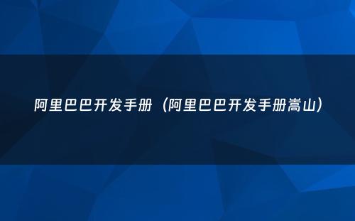 阿里巴巴开发手册（阿里巴巴开发手册嵩山）