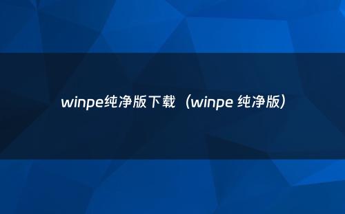 winpe纯净版下载（winpe 纯净版）
