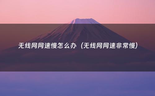 无线网网速慢怎么办（无线网网速非常慢）