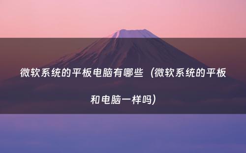 微软系统的平板电脑有哪些（微软系统的平板和电脑一样吗）