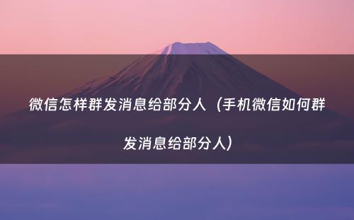 微信怎样群发消息给部分人（手机微信如何群发消息给部分人）