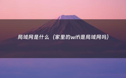 局域网是什么（家里的wifi是局域网吗）