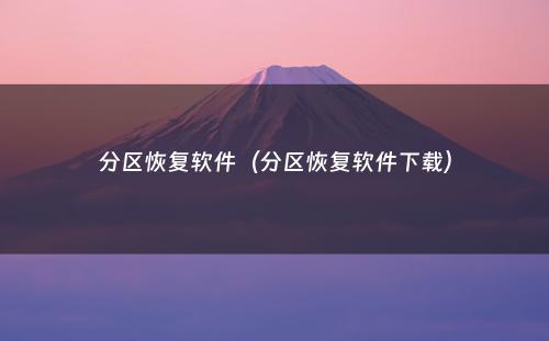 分区恢复软件(分区恢复软件下载)