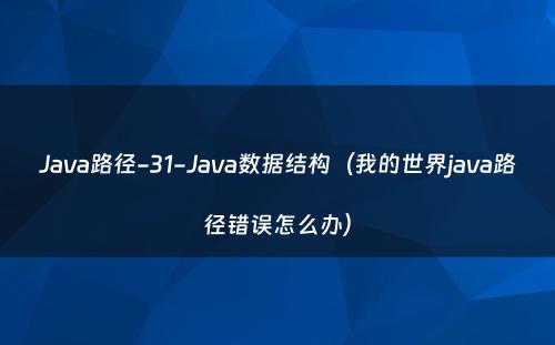 Java路径-31-Java数据结构（我的世界java路径错误怎么办）