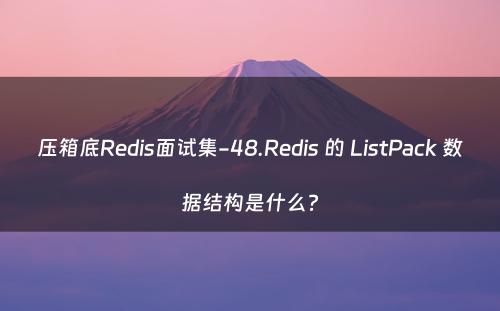 压箱底Redis面试集-48.Redis 的 ListPack 数据结构是什么?