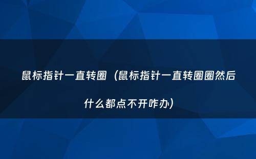 鼠标指针一直转圈(鼠标指针一直转圈圈然后什么都点不开咋办)