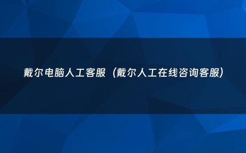戴尔电脑人工客服(戴尔人工在线咨询客服)
