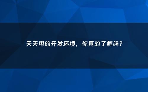 天天用的开发环境，你真的了解吗?