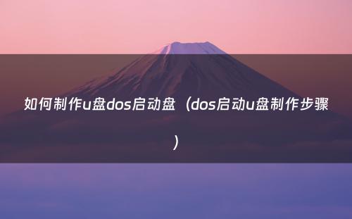如何制作u盘dos启动盘（dos启动u盘制作步骤）