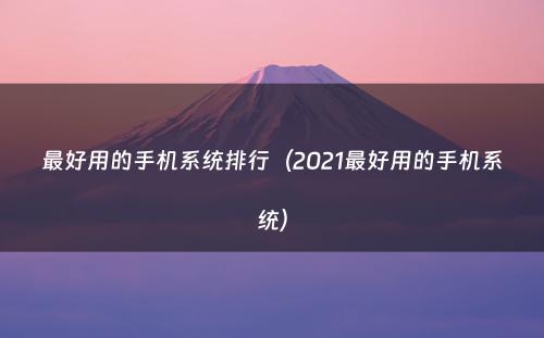 最好用的手机系统排行（2021最好用的手机系统）