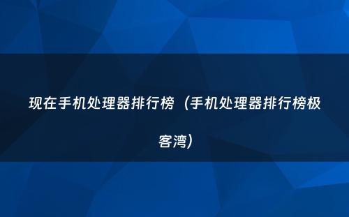 现在手机处理器排行榜(手机处理器排行榜极客湾)