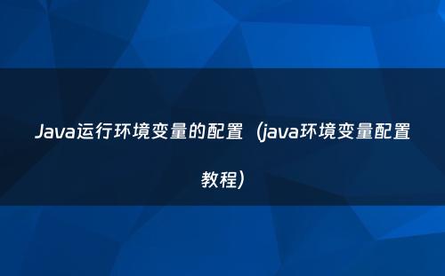 Java运行环境变量的配置（java环境变量配置教程）
