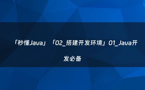 「秒懂Java」「02_搭建开发环境」01_Java开发必备