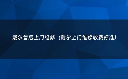 戴尔售后上门维修（戴尔上门维修收费标准）