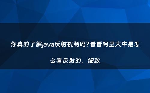 你真的了解java反射机制吗?看看阿里大牛是怎么看反射的，细致
