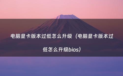 电脑显卡版本过低怎么升级（电脑显卡版本过低怎么升级bios）