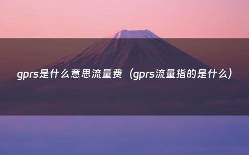 gprs是什么意思流量费（gprs流量指的是什么）