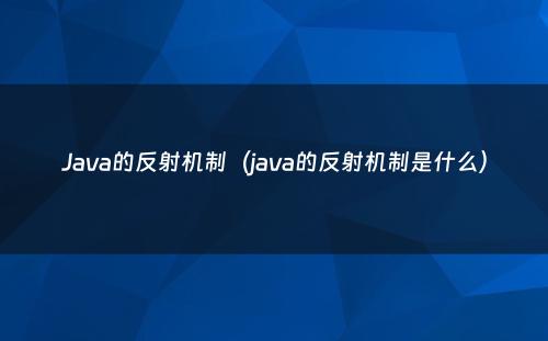 Java的反射机制（java的反射机制是什么）