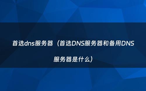 首选dns服务器(首选DNS服务器和备用DNS服务器是什么)