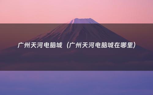 广州天河电脑城(广州天河电脑城在哪里)
