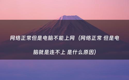 网络正常但是电脑不能上网（网络正常 但是电脑就是连不上 是什么原因）