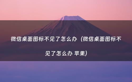 微信桌面图标不见了怎么办(微信桌面图标不见了怎么办 苹果)