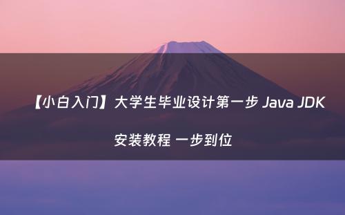 【小白入门】大学生毕业设计第一步 Java JDK安装教程 一步到位
