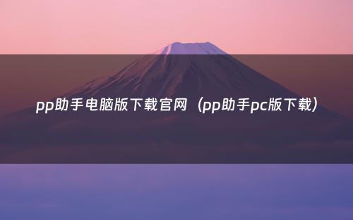 pp助手电脑版下载官网(pp助手pc版下载)