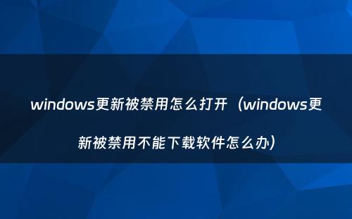 windows更新被禁用怎么打开(windows更新被禁用不能下载软件怎么办)