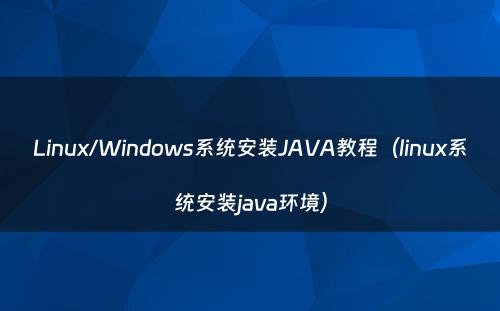 Linux/Windows系统安装JAVA教程（linux系统安装java环境）
