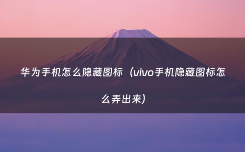华为手机怎么隐藏图标(vivo手机隐藏图标怎么弄出来)