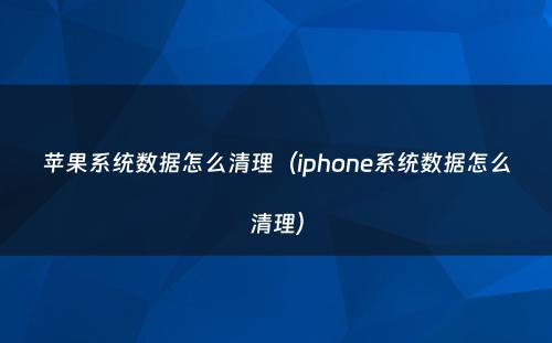 苹果系统数据怎么清理（iphone系统数据怎么清理）