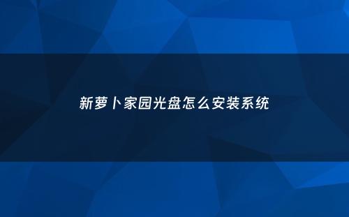 新萝卜家园光盘怎么安装系统