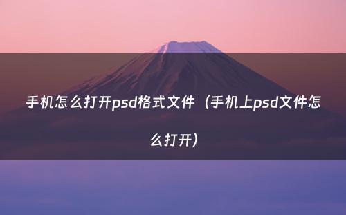 手机怎么打开psd格式文件(手机上psd文件怎么打开)