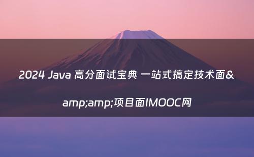 2024 Java 高分面试宝典 一站式搞定技术面&amp;项目面IMOOC网