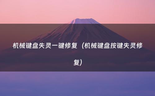 机械键盘失灵一键修复（机械键盘按键失灵修复）