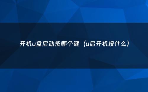 开机u盘启动按哪个键（u启开机按什么）