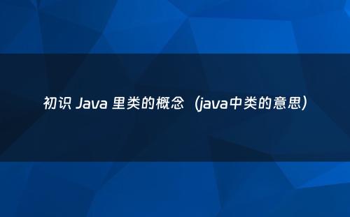初识 Java 里类的概念（java中类的意思）