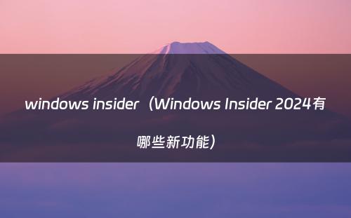 windows insider（Windows Insider 2024有哪些新功能）