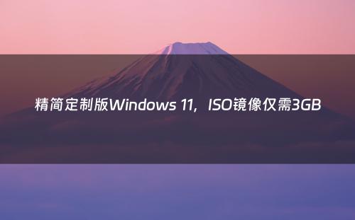 精简定制版Windows 11，ISO镜像仅需3GB