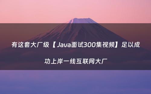 有这套大厂级【 Java面试300集视频】足以成功上岸一线互联网大厂