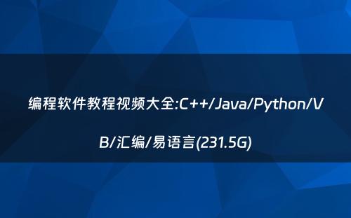 编程软件教程视频大全:C++/Java/Python/VB/汇编/易语言(231.5G)