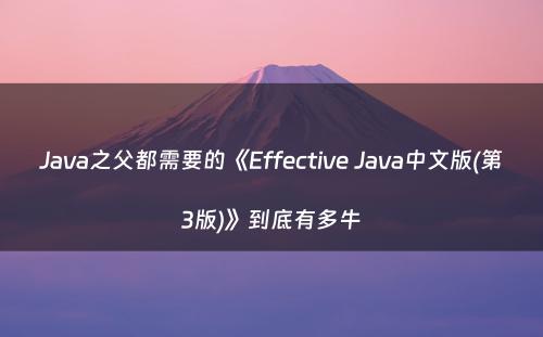 Java之父都需要的《Effective Java中文版(第3版)》到底有多牛
