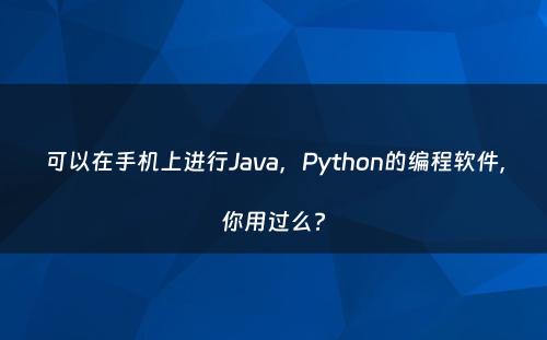 可以在手机上进行Java，Python的编程软件，你用过么?