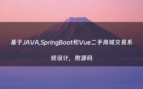 基于JAVA,SpringBoot和Vue二手商城交易系统设计，附源码