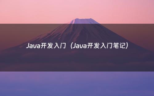 Java开发入门（Java开发入门笔记）