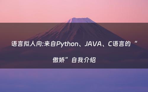 语言拟人向:来自Python、JAVA、C语言的“傲娇”自我介绍