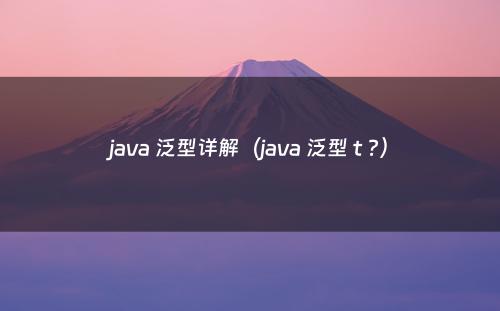 java 泛型详解（java 泛型 t ?）
